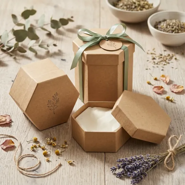 Hexagonal Kraft Gift Box - Flat Pack