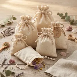 Natural Muslin Drawstring Bags - Cotton