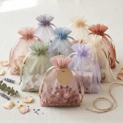 Pastel Organza Gift Bags - Assorted Muted Colors