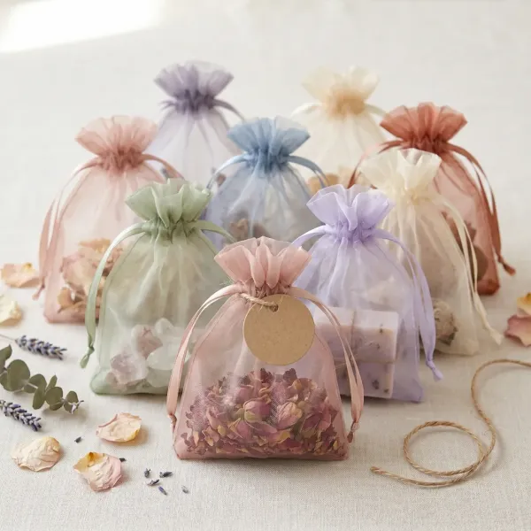 Pastel Organza Gift Bags - Assorted Muted Colors