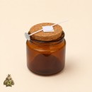 200 ml Amber Glass Apothecary Candle Jar Set with Cork Lid, 10 cm Wick and Adhesive Wick Sticker